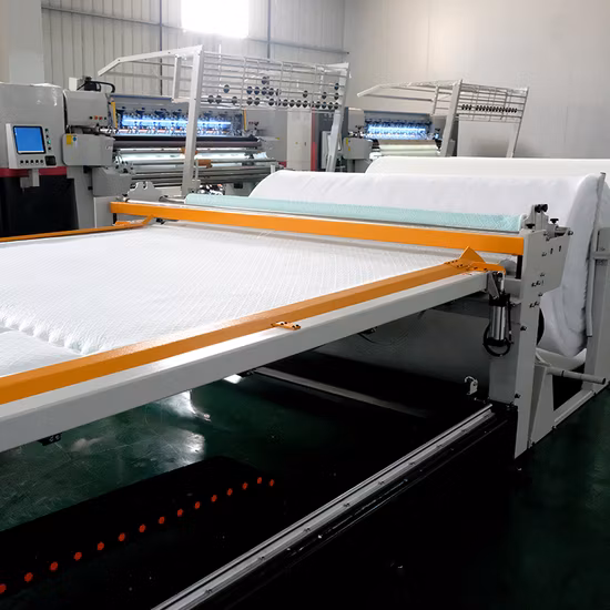 Kontinuierliche Quiltmaschine mit Doppelbalken und Doppelkopf